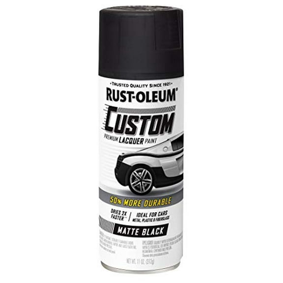 Rust-Oleum 332289 Automotive Premium Custom Lacquer Spray, 11 Ounce (Pack of 1), Matte Black, 11 Fl Oz