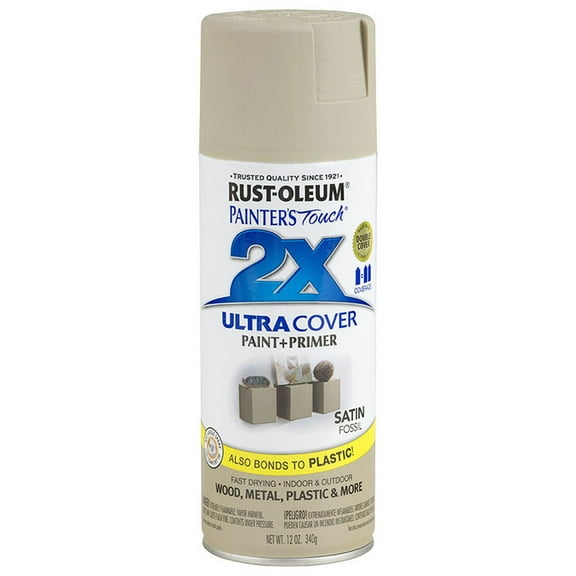 6‐Pack of 12 oz Rust‐Oleum 334067 Painter's Touch 2X Fossil Ultra Cover Paint + Primer Spray Paint, Satin