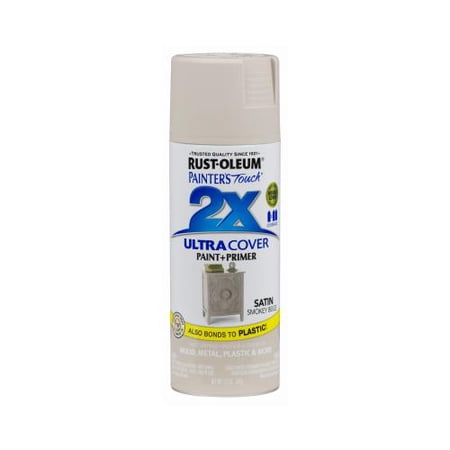 Rust-Oleum 334092 Painter's Touch 2X Ultra Cover Spray Paint, 12 oz, Satin Smokey Beige