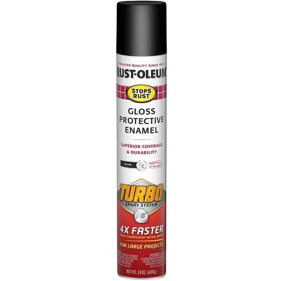 Rust-Oleum 334128 Stops Rust Turbo Spray Paint, 1 Pack, Black, 24 Ounce