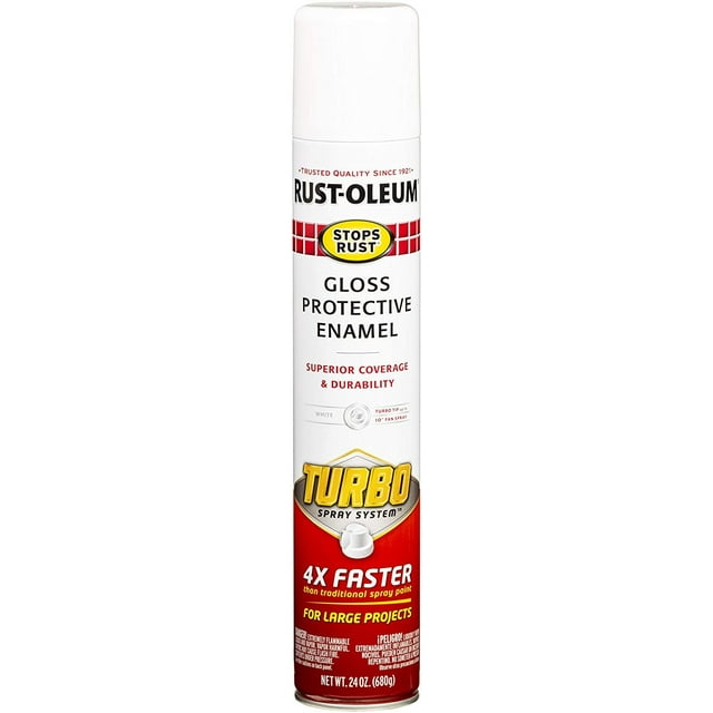 RustOleum 3341336PK Stops Rust Turbo Spray Paint, 6 Pack, White, 144