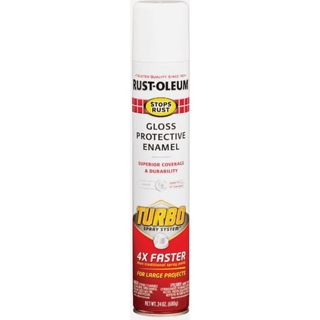 Rust-Oleum 334133-6PK Stops Rust Turbo Spray System Spray Paint, 24 oz, Gloss White, 6 Pack