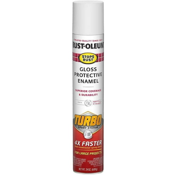 Rust-Oleum 334133 Stops Rust Turbo Spray Paint, 1 Pack, White, 24 Ounce