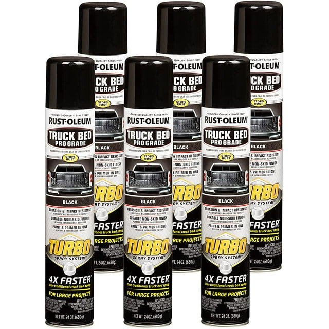 RustOleum 340455 Truck Bed Spray Coating, 24 oz, Black (Pack of 6