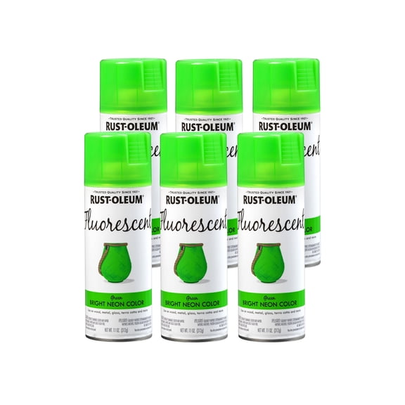 Rust-Oleum 342417 Specialty Fluorescent Spray Paint, 11 oz, Green, 6 Pack