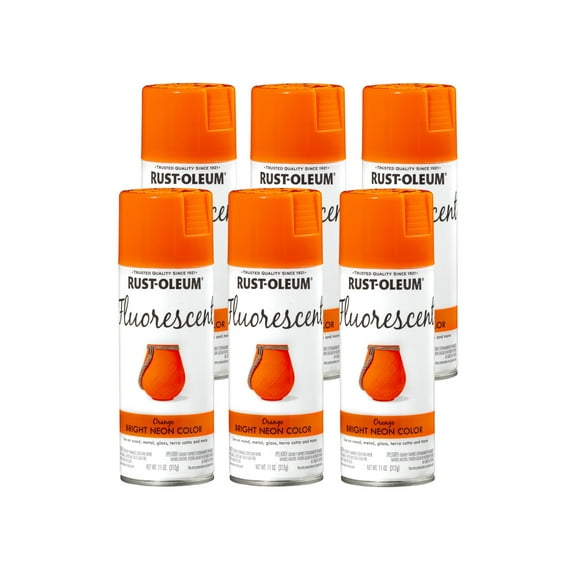 Rust-Oleum 342568 Specialty Fluorescent Spray Paint, 11 oz, Orange, 6 Pack