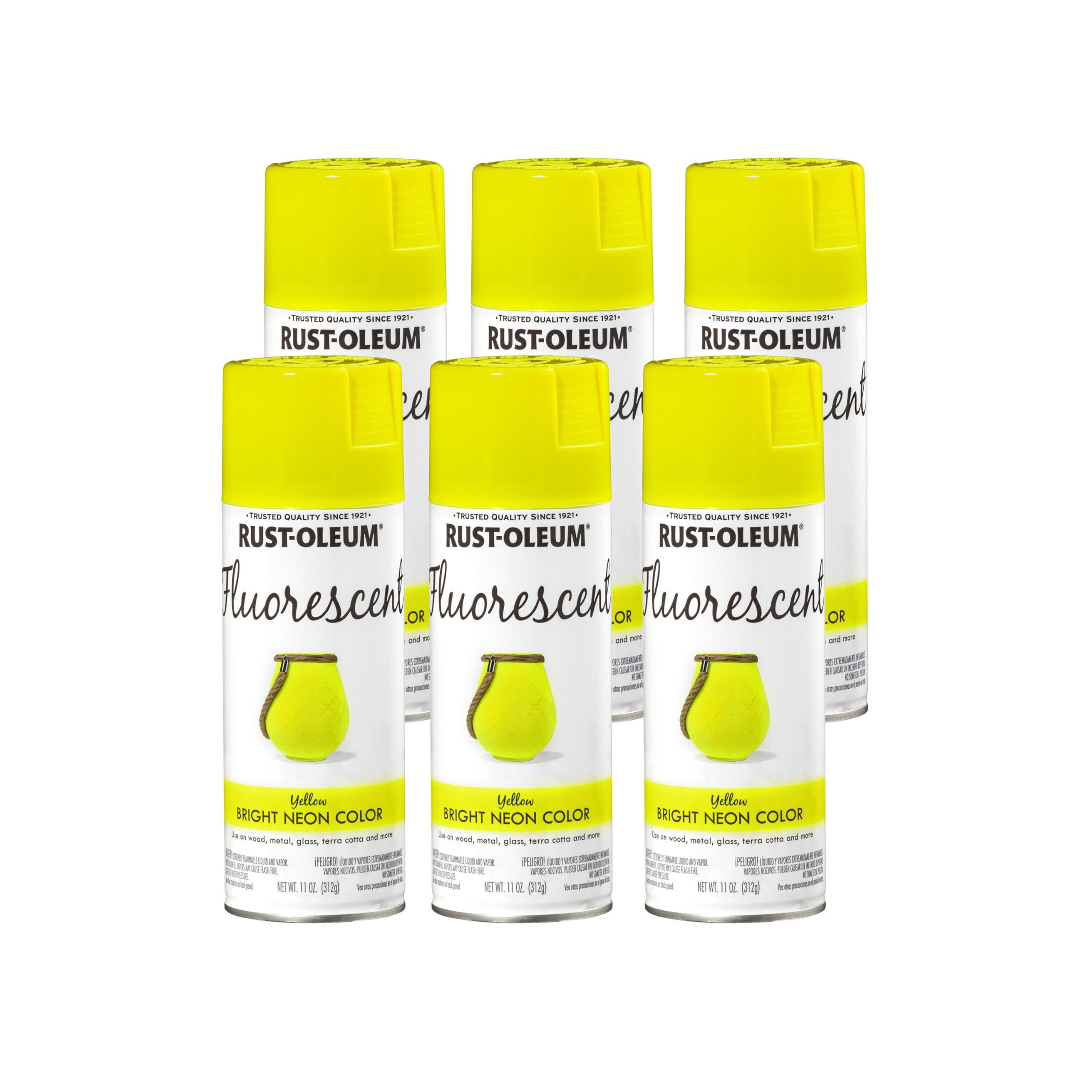 Rust-Oleum Specialty Fluorescent Spray Paint - Quick Drying, Interior/Exterior - 6 Pack, 11 oz, Yellow