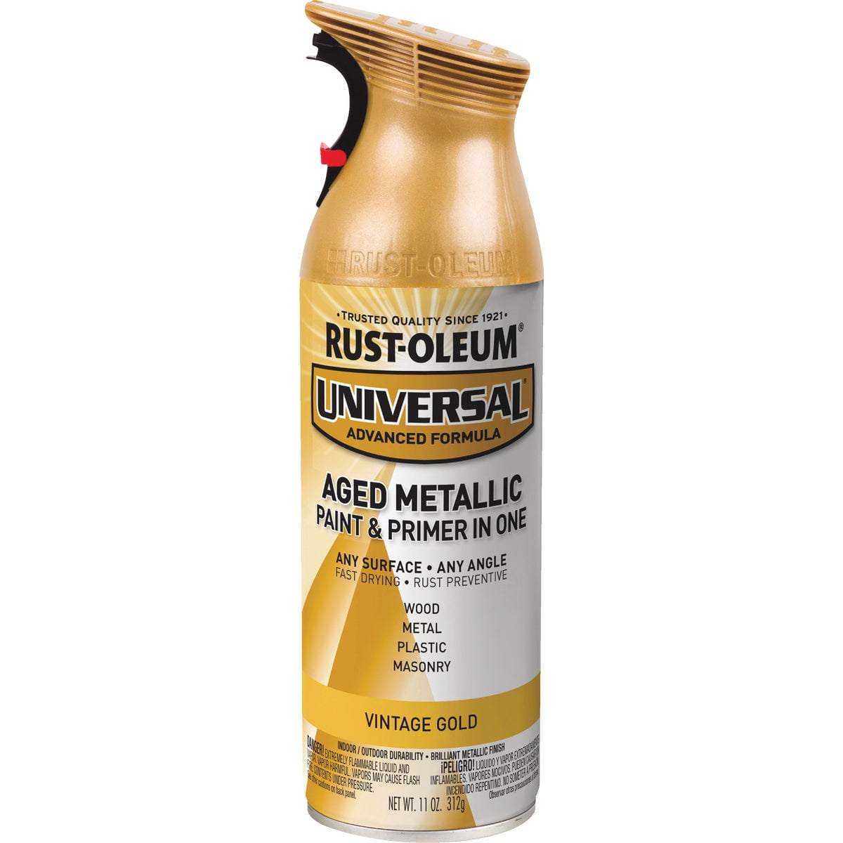 Rust-Oleum 342918-6K Universal All Surface Aged Metallic Spray Paint, 11 oz, Vintage Gold, 6 Pack