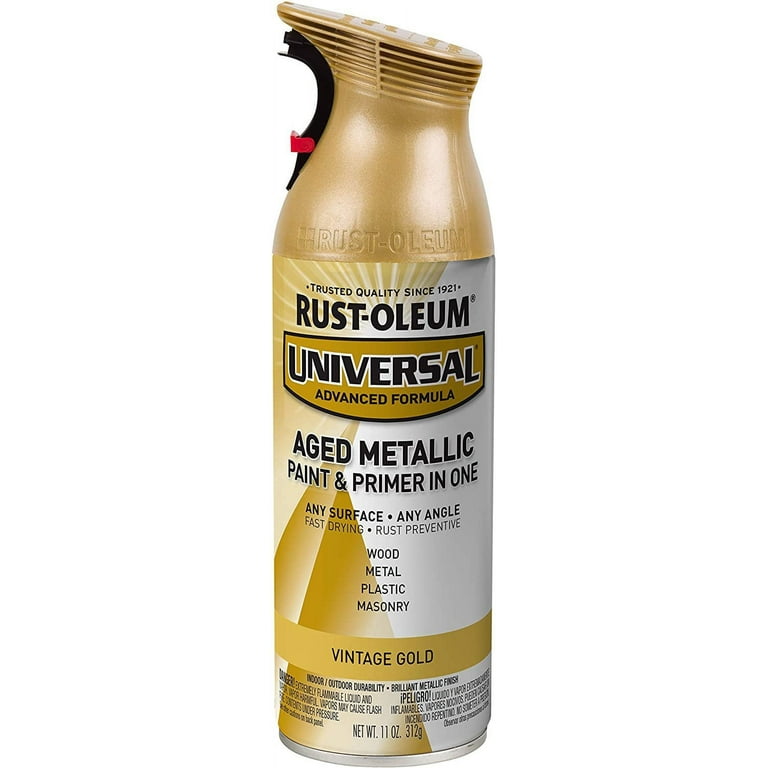 Rust-Oleum 342918 Universal All Surface Aged Metallic Spray Paint, 11 oz,  Vintage Gold