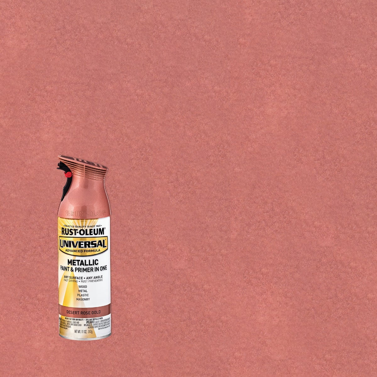 Rust-Oleum 342919 Universal All Surface Metallic Spray Paint, 11 oz, Desert Rose Gold