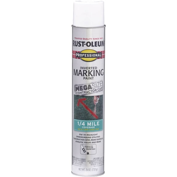 6-pack Rust-Oleum Professional Mega Size Inverted Marking Spray Paint - White - 6 Pack, 26 oz — Interior & Exterior Use, Professional Finish