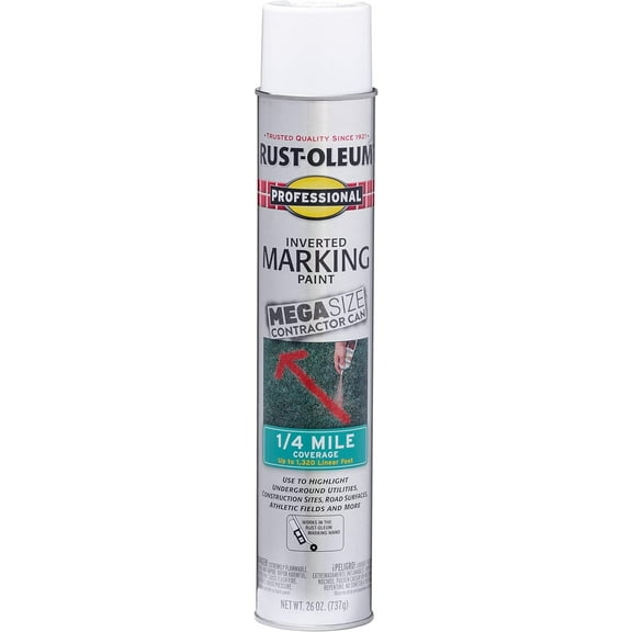 Rust-Oleum Professional Mega Marking Paint - Inverted Spray, Fast Dry - 26 oz, White