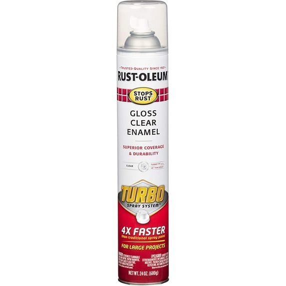 Rust-Oleum 353345 Stops Rust Turbo Spray Paint, 24 oz, Gloss Clear