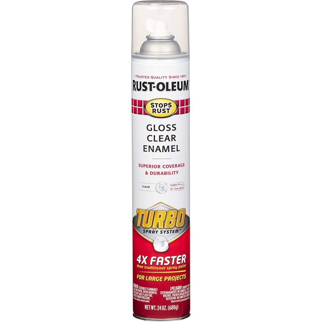 RustOleum 353345 Stops Rust Turbo Spray Paint, 24 oz, Gloss Clear