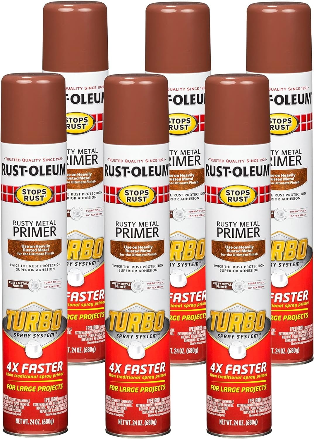 Rust-Oleum 353346-6PK Stops Rust Turbo Rusty Metal Primer Spray, 24 ...