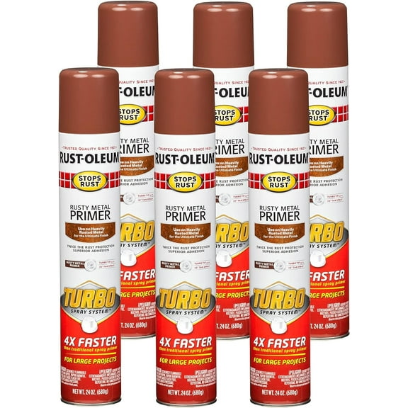 Rust-Oleum 353346-6PK Stops Rust Turbo Rusty Metal Primer Spray, 24 Ounce Pack of 6