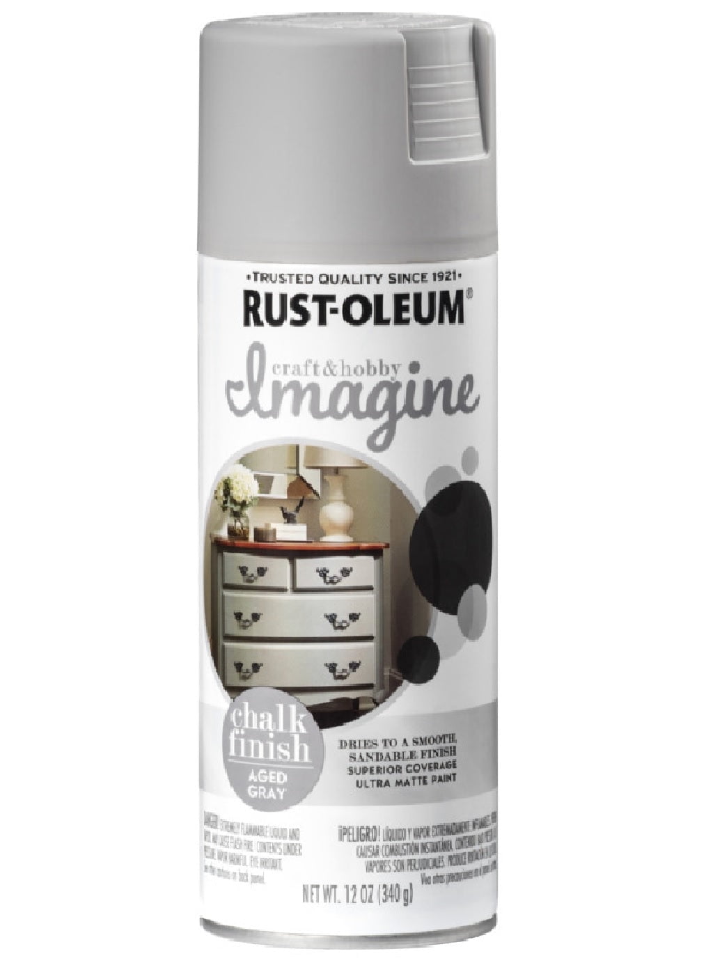 RustOleum 354000 Chalk Spray Paint, Aged Gray, Each