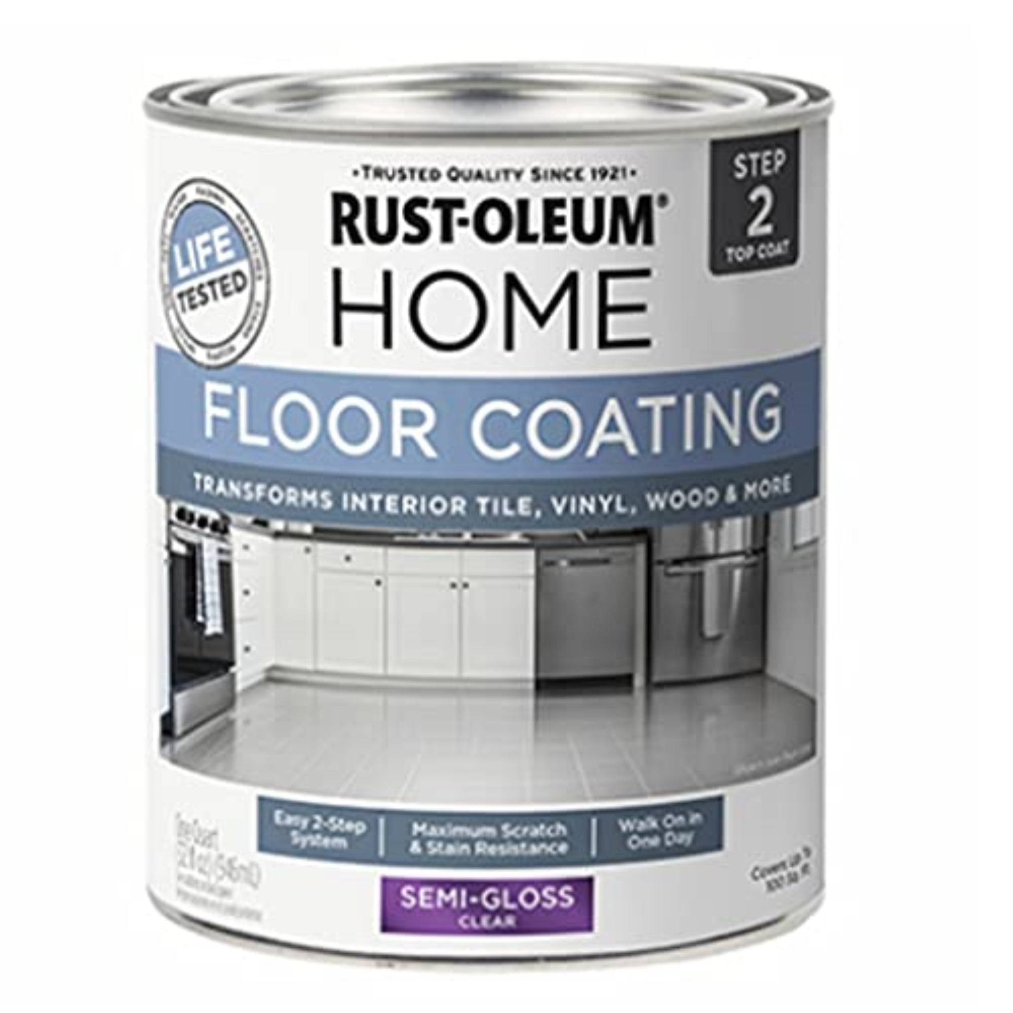 Rust-Oleum 358870 Home Flooring Protective Top Coat, Step 2, Clear Semi Gloss, Qt.