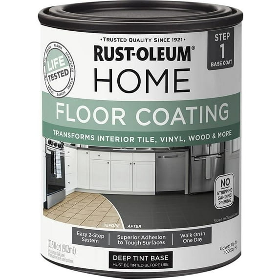 Rust-Oleum HOME Floor Coating, Deep Tint Base, Matte, Quart - 358877