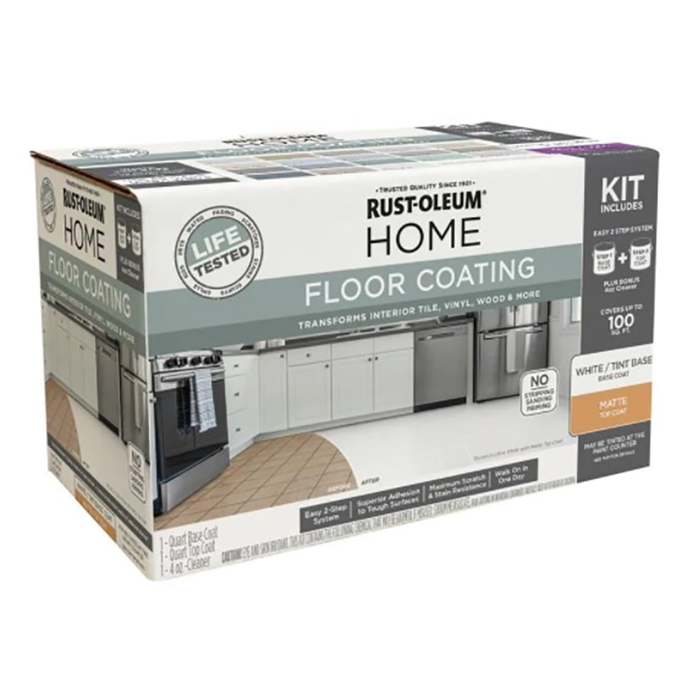 Rust-Oleum 360098 HOME Flooring Coating Kit, Ultra White Base + Top Coat, Qt. Each - Quantity 1