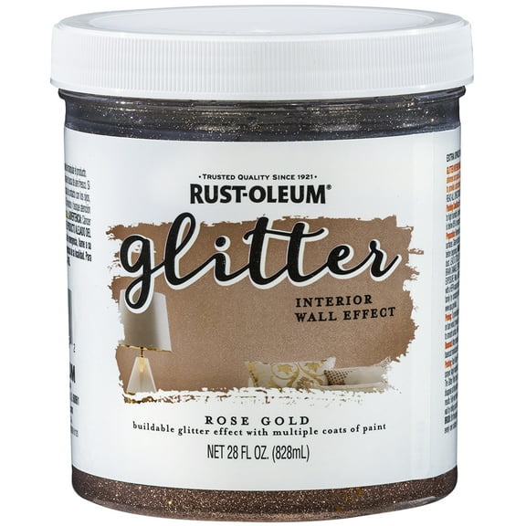 1009133 GLITTER PNT RSE GLD 28OZ Rust-Oleum Glitter Rose Gold Water-Based Paint Interior 50 g/L 28 oz (Pack of 2)