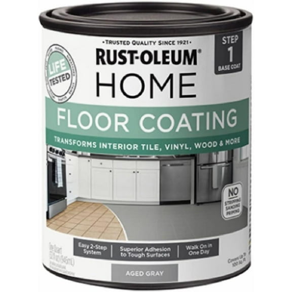 Rust-Oleum HOME Floor Coating, Aged Gray, Matte, Quart - 365929