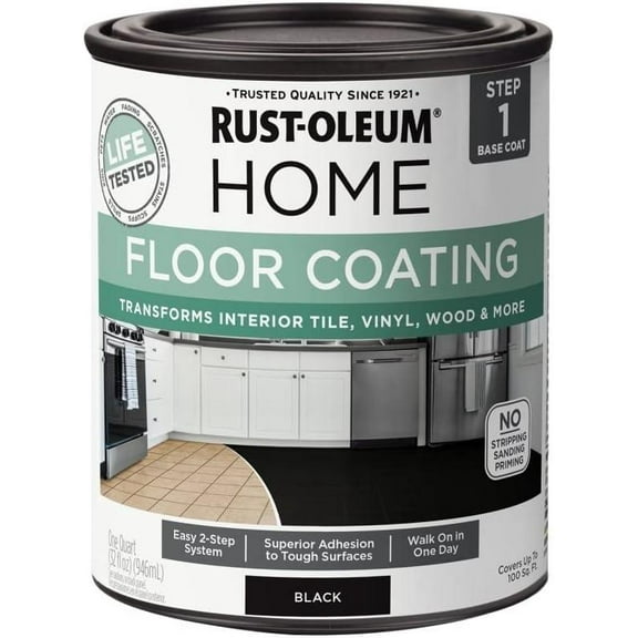 Rust-Oleum HOME Floor Coating, Black, Matte, Quart - 365930