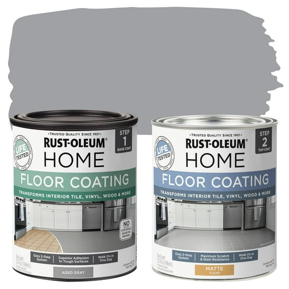 Rust-Oleum 367592 Home Interior Floor Coating Kit, Matte Aged Gray