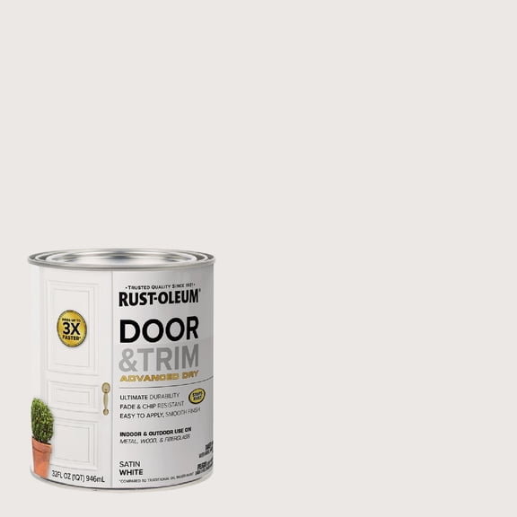 Rust-Oleum 369384 Advanced Dry Door & Trim Paint, Quart, Satin White