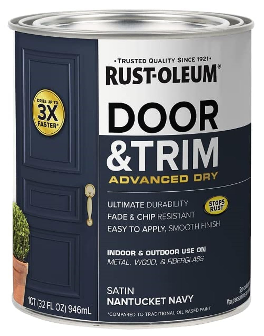 Rust-Oleum 369386 Advanced Dry Door & Trim Paint, Quart