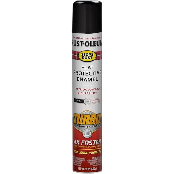 Rust-Oleum 376298 Stops Rust Turbo Spray System Spray Paint, 24 oz, Flat Black