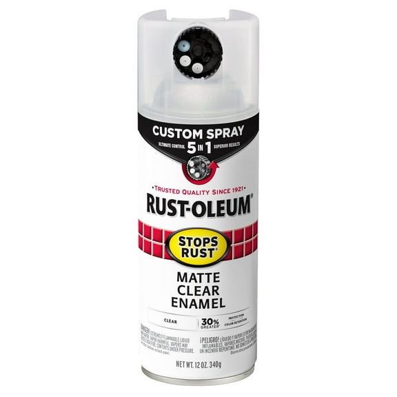 Rust-Oleum 376868 Stops Rust Custom Spray 5-in-1 Spray Paint, 12 oz, Matte Clear
