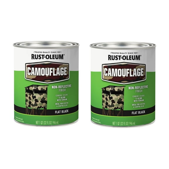 Rust-Oleum 379558-2PK Specialty Camouflage Paint, Quart, Flat Black, 2 Pack