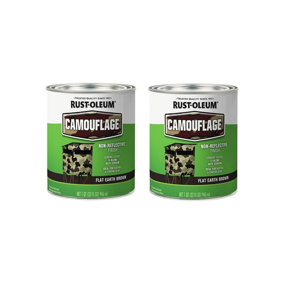 Rust-Oleum 379559-2PK Specialty Camouflage Paint, Quart, Flat Earth Brown, 2 Pack
