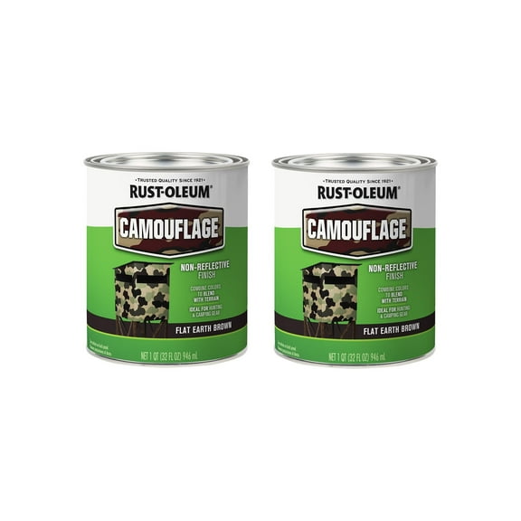 Rust-Oleum 379559-2PK Specialty Camouflage Paint, Quart, Flat Earth Brown, 2 Pack