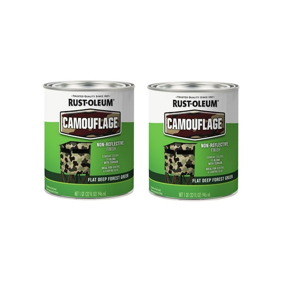 Rust-Oleum 379560-2PK Specialty Camouflage Paint, Quart, Flat Deep Forest Green, 2 Pack