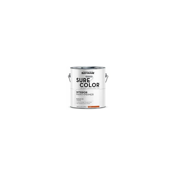 RustOleum 380215 Sure Color Interior Wall Paint & Primer, Flat White, 1 Gallon Quantity 2
