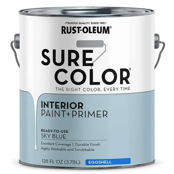Rust-Oleum 380225 Sure Color Interior Wall Paint and Primer Eggshell Sky Blue gal