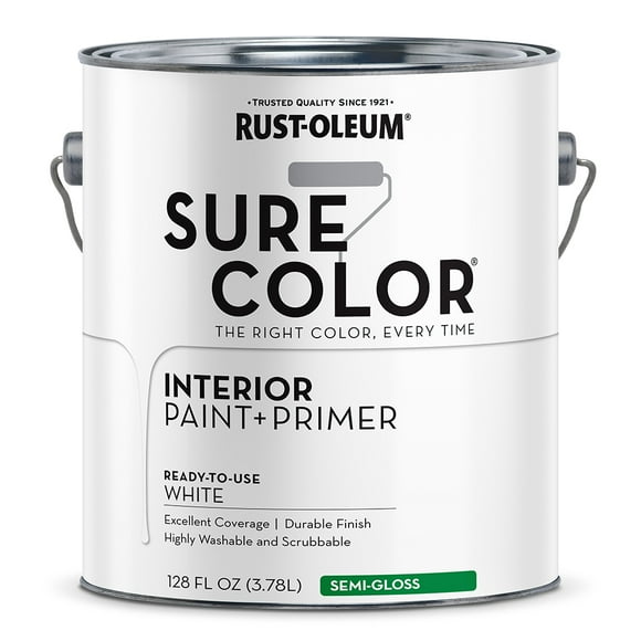 Rust-Oleum 380227 Sure Color Interior Wall Paint and Primer Semi-Gloss White gal