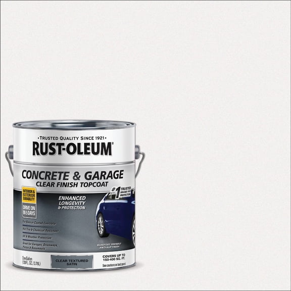 Rust-Oleum 380896-2PK Concrete & Garage Clear Finish Topcoat, Gallon, Textured Satin Clear, 2 Pack
