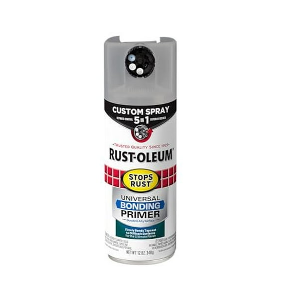 Rust-Oleum 384761 Stops Rust Custom Spray 5-in-1 Universal Bonding Primer Spray, 12 oz, Flat Gray
