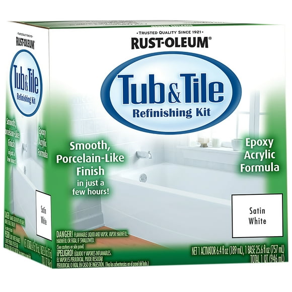 Rust-Oleum 385279 Tub And Tile Refinishing 2-Part Kit Satin White 32oz