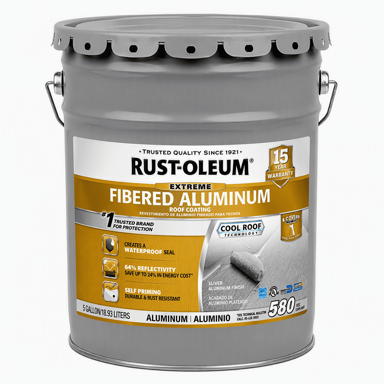 Rust-Oleum 580 Fibered Aluminum Roof Coating-301995, 5 gal