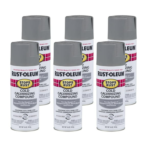 Rust-Oleum Stops Rust Cold Galvanizing Compound Spray - Water-Resistant - 6 Pack, 16 oz, Gray