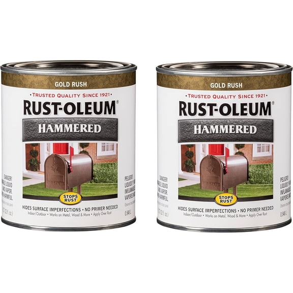 Rust-Oleum Stops Rust Hammered Finish Paint - Durable - 2 Pack, Quart, Gold