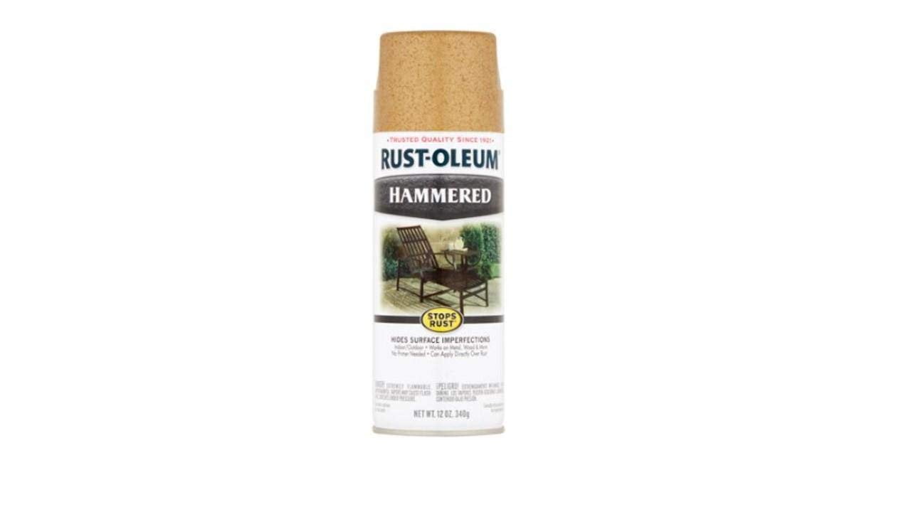 Rust-Oleum 7210830 Stops Rust Hammered Spray Paint, 12 Oz, Gold, 12 Ounce Pack of 1, 12 Fl Oz