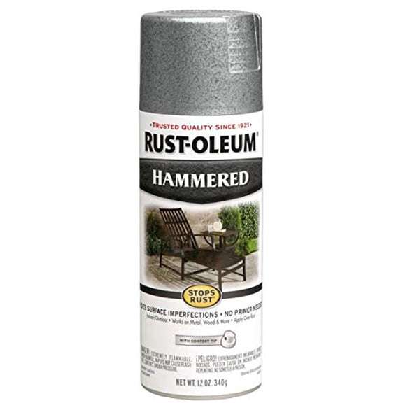 Rust-Oleum 7213830 Stops Rust Hammered Spray Paint, 12 Oz, Silver, 12 Ounce (Pack of 1)