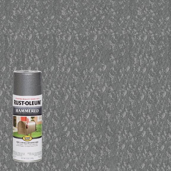 Rust-Oleum 7214830-2PK Stops Rust Hammered Spray Paint, Gray, 12 Ounce (Pack of 2)
