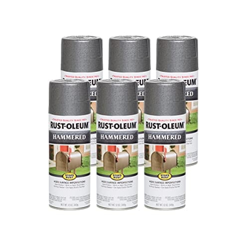 Rust-Oleum 7214830-6PK Stops Rust Hammered Spray Paint, 12 oz, Gray, 6 Pack
