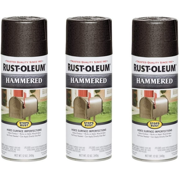 Rust-Oleum 7218830A3 7218830-3PK Stops Rust Hammered Spray Paint, 12 Oz, Dark Bronze, 3 Pack, 3 Count